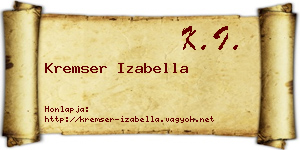 Kremser Izabella névjegykártya